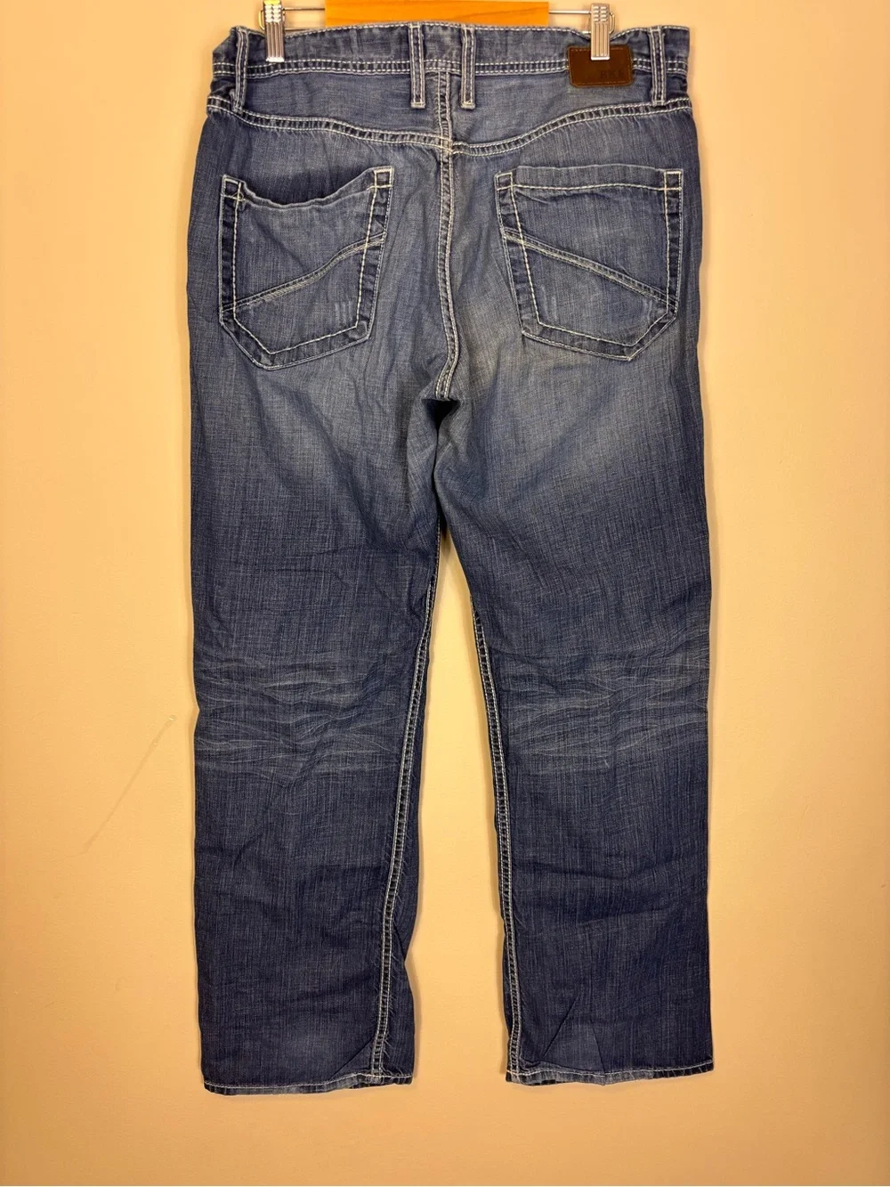 BKE Tyler Straight Leg Jeans Mens 36L Faded Blue Denim 36 x 36 Long Inseam